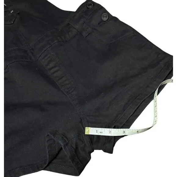 Pacsun Black Denim Overall Shorts With Lace-Up Front Women Size Small - Picture 11 of 13